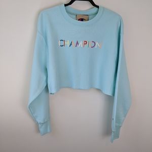 Champion Light Blue Cropped Sweatshirt